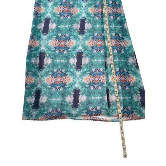 NWT Aaron Ashe Women’s M Green Polyester Abstract Print Sleeveless Maxi Dress - Picture 10 of 11